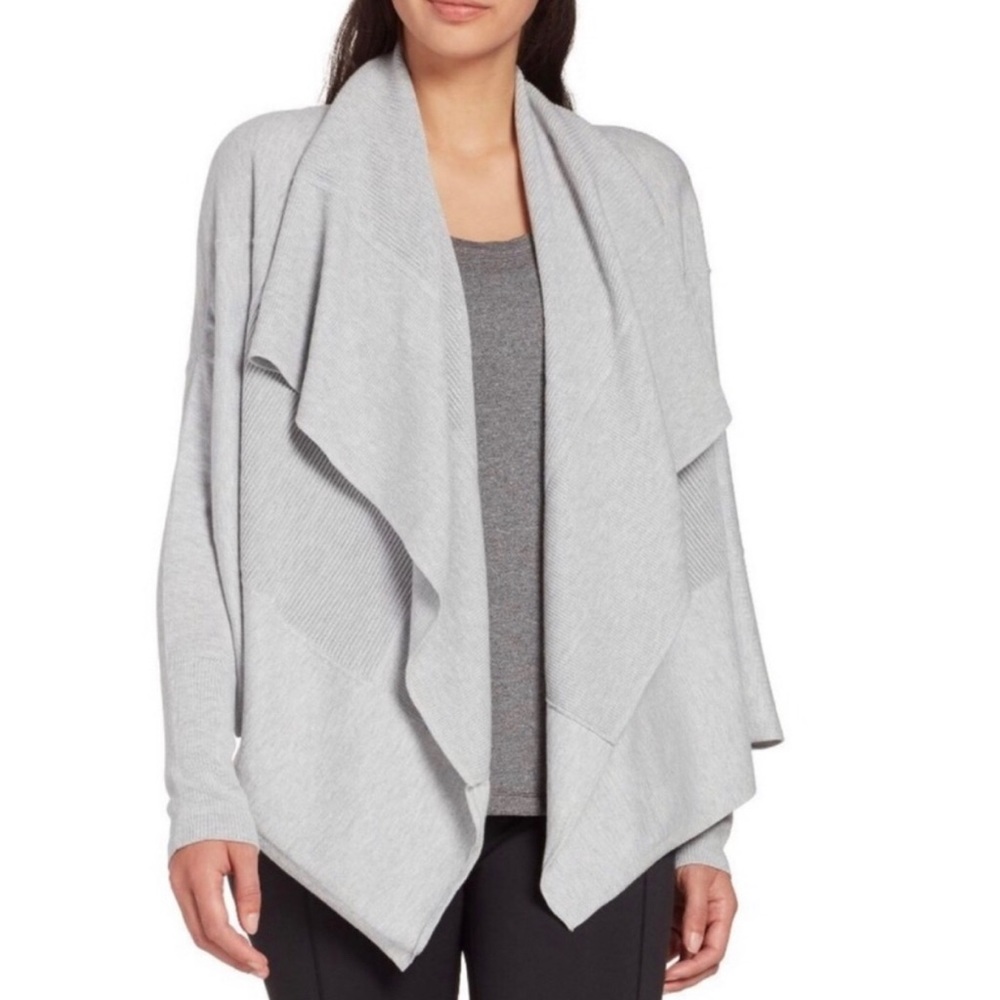 CALIA by Carrie Underwood Journey Grey Ribbed Knit Cardigan Sweater EUC